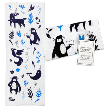 Japanese Tenugui (手拭い ) Towel with Asana Celebration Creatures [Vintage]